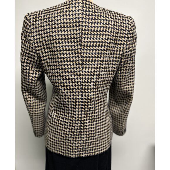 Vintage Evan Picone Womens Blazer Jacket 8 P Wool Blend Equestrian Houndstooth - Picture 3 of 9